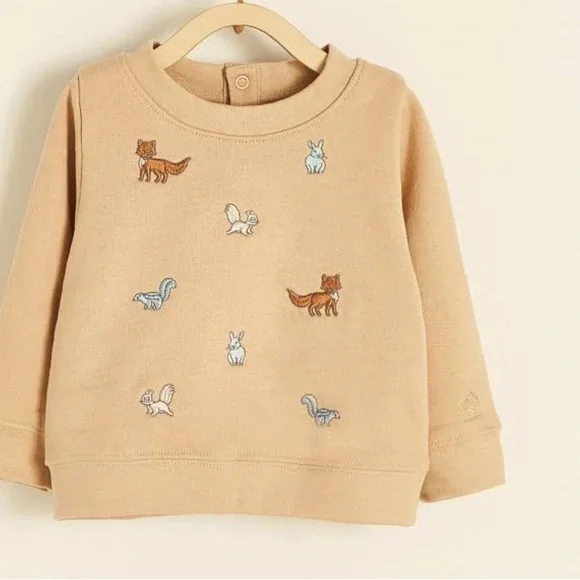 NWT BABY COTTONS 2 piece Sweatshirt & Jogger ADORABLE embroidered animals! 12 mo